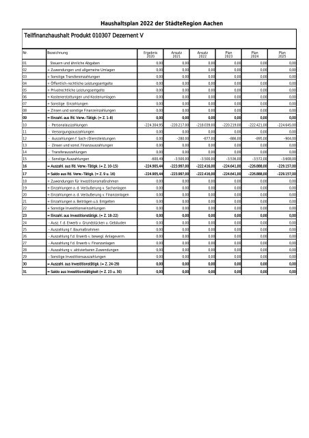 Haushalt 2022 (Entwurf) -  Dezernat V