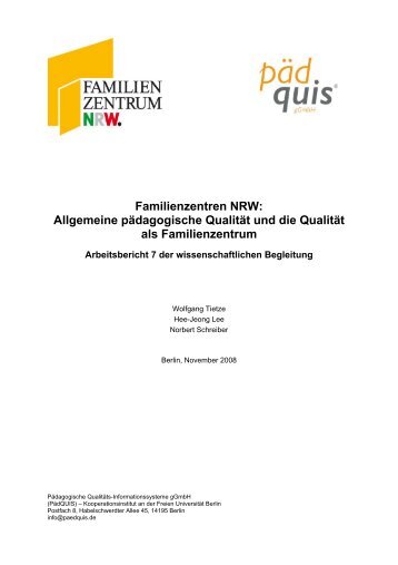 Familienzentren NRW: Allgemeine pädagogische Qualität und die ...