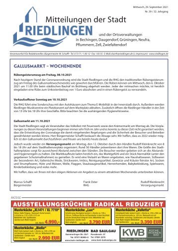 Amtliches Mitteilungsblatt Riedlingen 29.09.2021