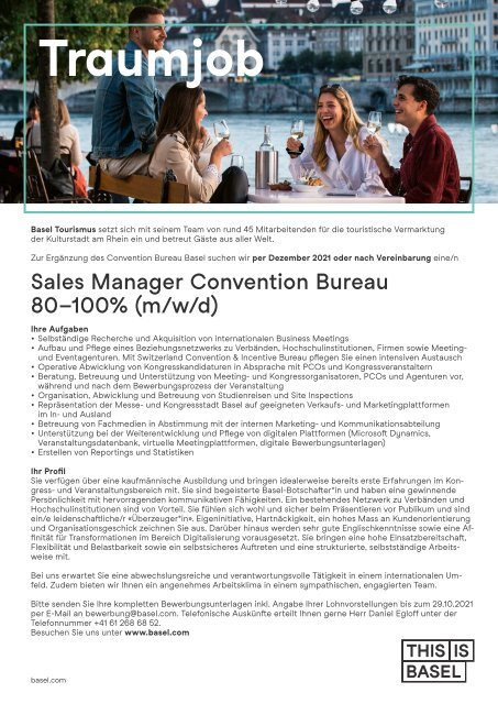 Sales Manager Convention Bureau 80 - 100% (m/w/d)