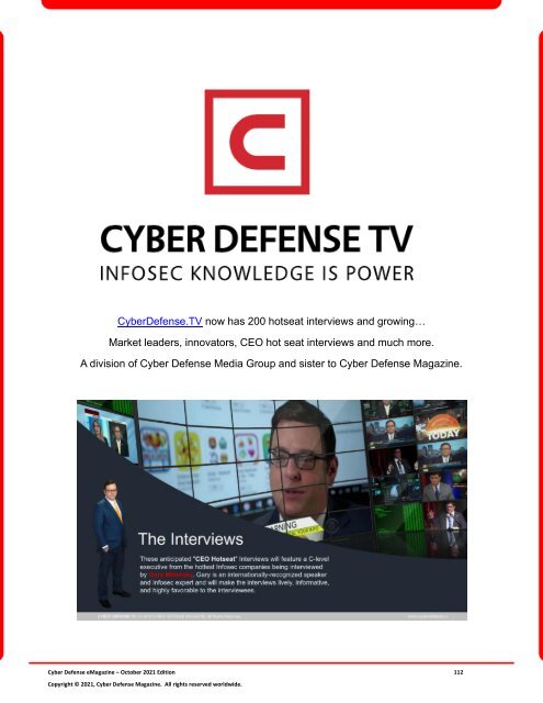 Cyber Defense eMagazine October Edition for 2021