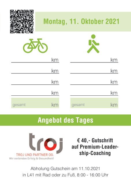 "1000 Schritte - 1000 Tritte - Challenge", 1. bis 21. Oktober 2021