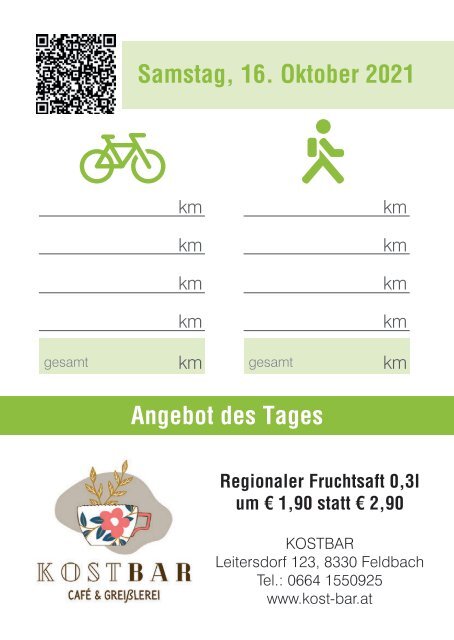 "1000 Schritte - 1000 Tritte - Challenge", 1. bis 21. Oktober 2021