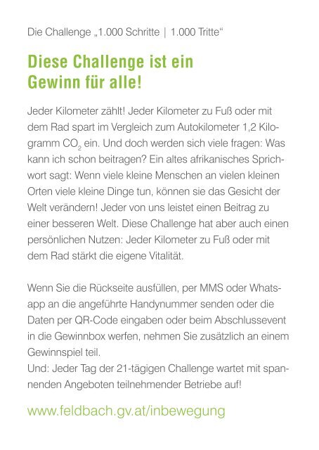 "1000 Schritte - 1000 Tritte - Challenge", 1. bis 21. Oktober 2021