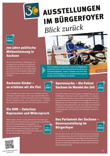 Landtagskurier, Sonderausgabe "30 Jahre"