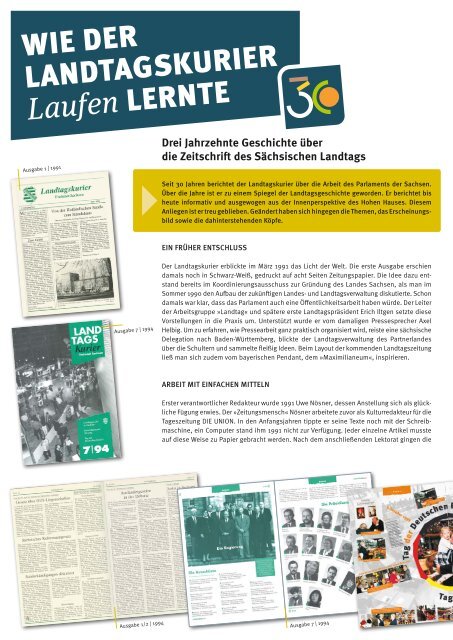 Landtagskurier, Sonderausgabe "30 Jahre"