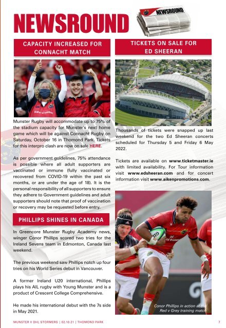 Munster Rugby v DHL Stormers Match Programme