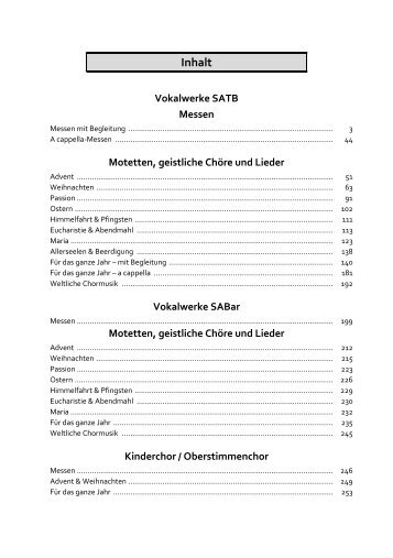 Gesamtkatalog mit Vokal- und Instrumentalmusik sowie Büchern