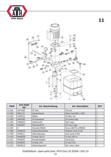 ATH-Heinl ERSATZTEILBUCH SPARE PARTS BOOK Cross Lift 35 OGA