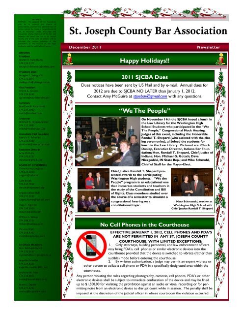 December 2011 Newsletter - St. Joseph County Bar Association