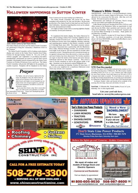 Blackstone Valley Xpress October 8, 2021