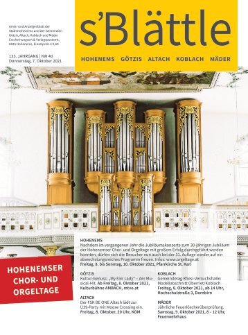 s'Blättle Nr. 40 - Do, 7. Oktober 2021