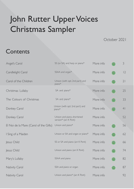 John Rutter Christmas sampler for upper voices