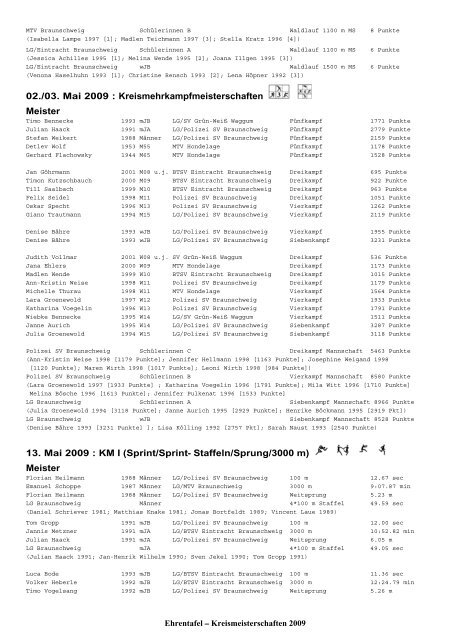 (mit BLV) 2009 - Leichtathletik Braunschweig