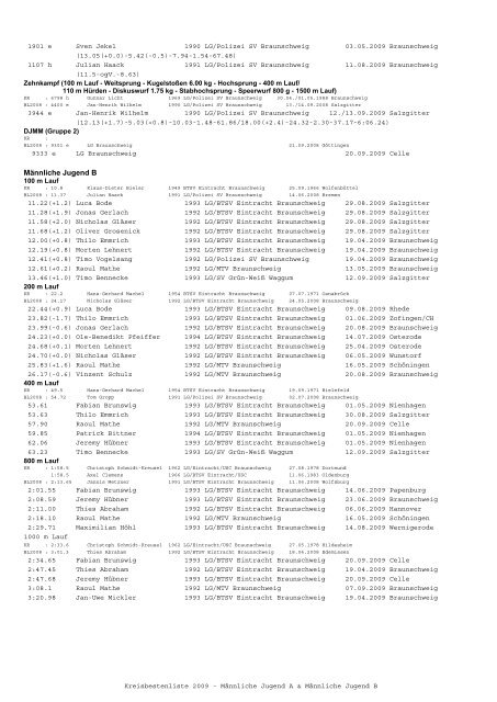 (mit BLV) 2009 - Leichtathletik Braunschweig