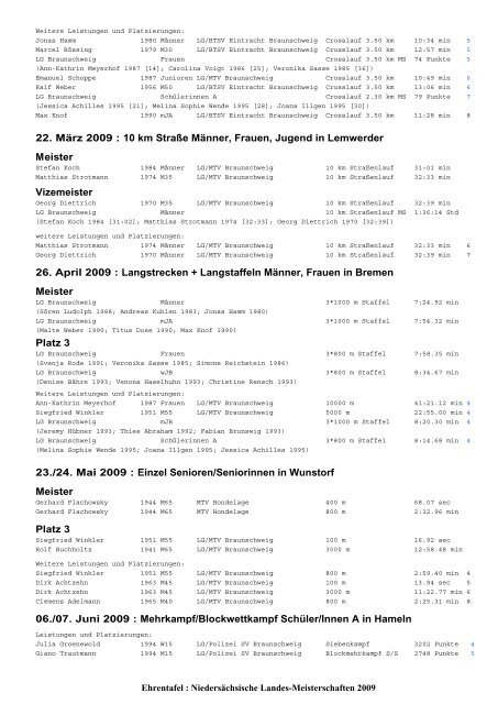 (mit BLV) 2009 - Leichtathletik Braunschweig