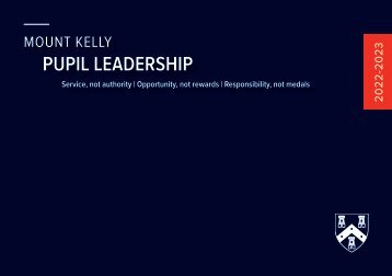 Mount Kelly Pupil Leadership Brochure 2022-2023