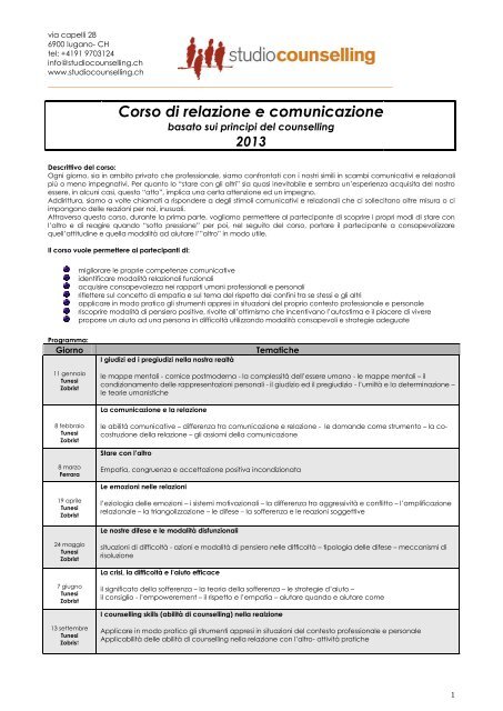 Corso di relazione e comunicazione - IFCoS