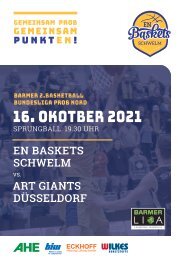 Heimspielheft EN Baskets Schwelm – Ausgabe 05 2021 Heimspiel 16.10.2021