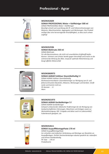 Wismet Sonax (Pflege- Reinigungsartikel)