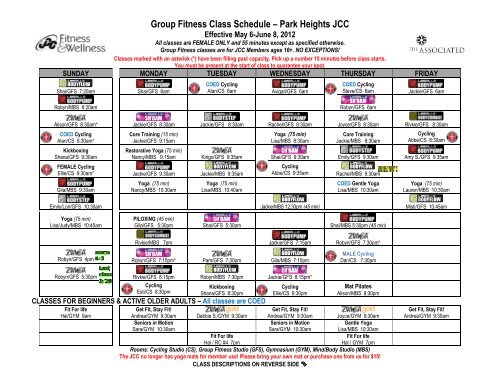 Group Fitness Class Schedule Park