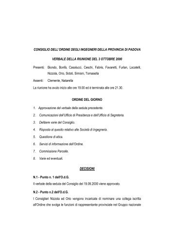 verbale 3-10-2000.pdf - Ordine degli Ingegneri della provincia di ...