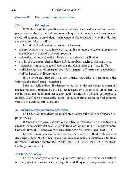 metodologia e organizzazione delle attività di valutazione - Crui