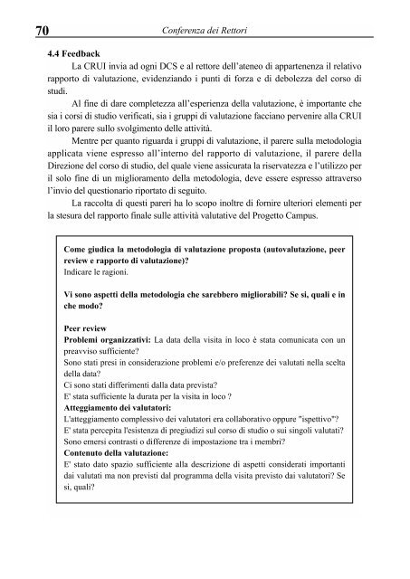 metodologia e organizzazione delle attività di valutazione - Crui