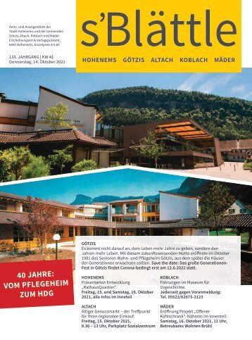 s'Blättle Nr. 41 - Do, 14. Oktober 2021
