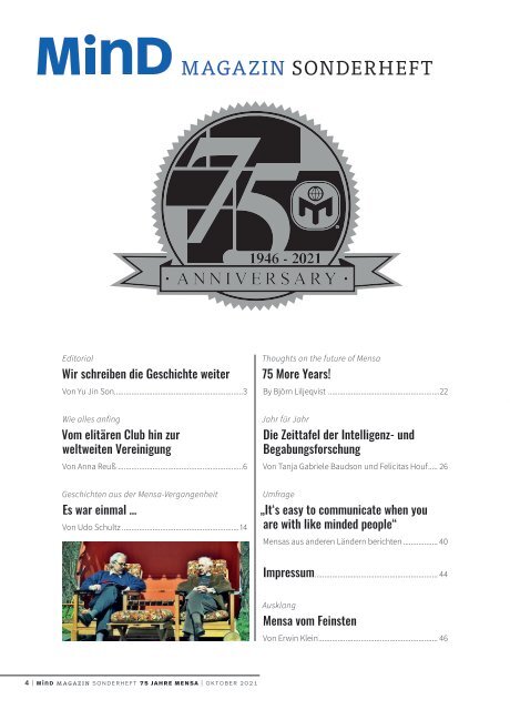 Mensa 75th anniversary special issue