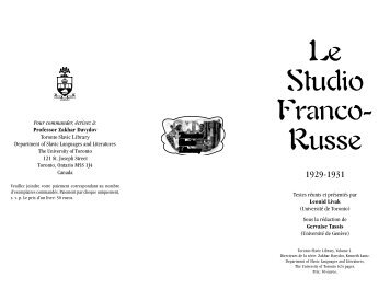 Le Studio Franco- Russe - University of Toronto