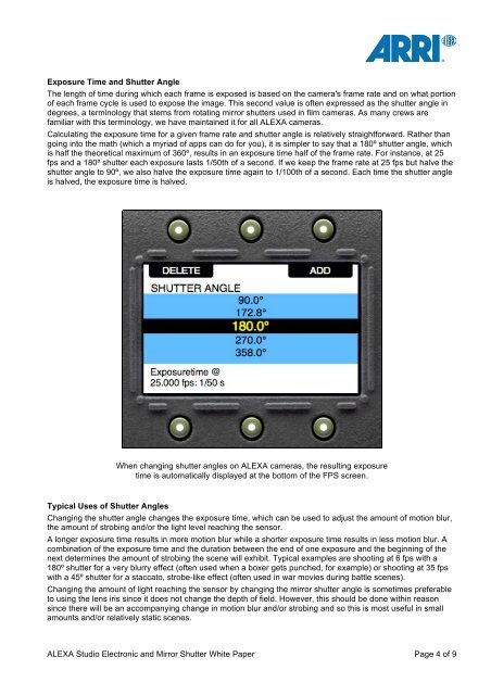 ALEXA Studio Electronic and Mirror Shutter