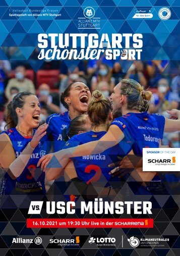 Spieltagsheft Allianz MTV Stuttgart vs. USC Münster | 16.10.2021 | 1. Volleyball-Bundesliga