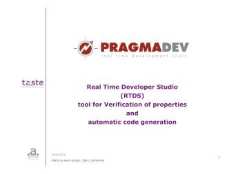 Real Time Developer Studio (RTDS) tool for ... - PragmaDev