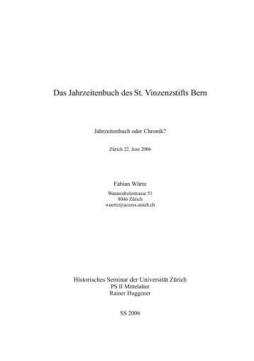 Das Jahrzeitenbuch des St. Vinzenzstifts Bern