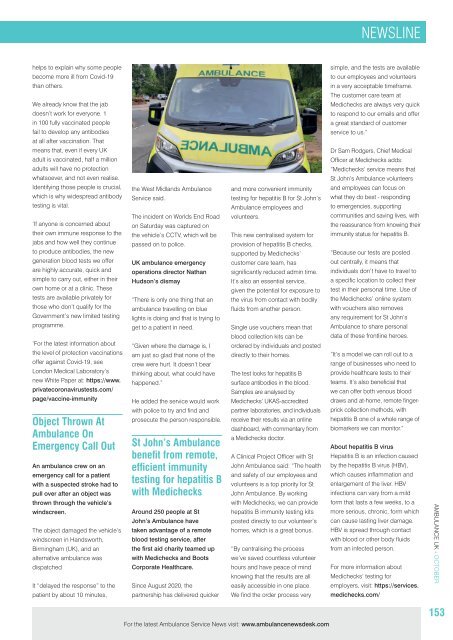 Ambulance UK October 2021