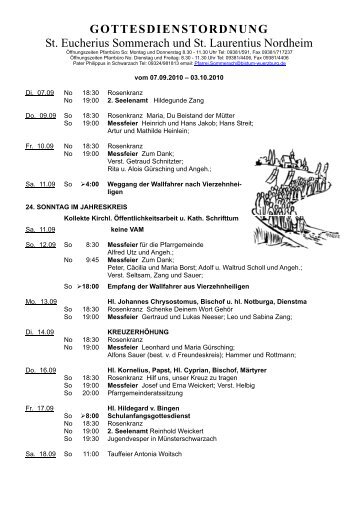 GOTTESDIENSTORDNUNG St. Eucherius Sommerach und St ...