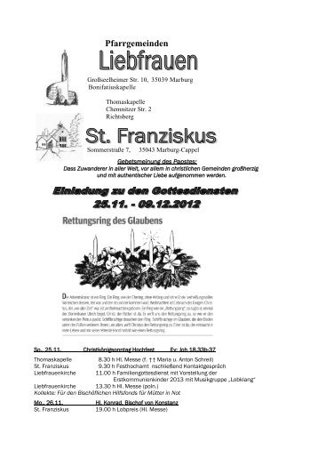 Pfarrgemeinden - Katholische Pfarrgemeinde Liebfrauen, Marburg