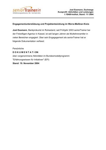 Engagementunterstützung und Projektentwicklung im Werra ... - EFI