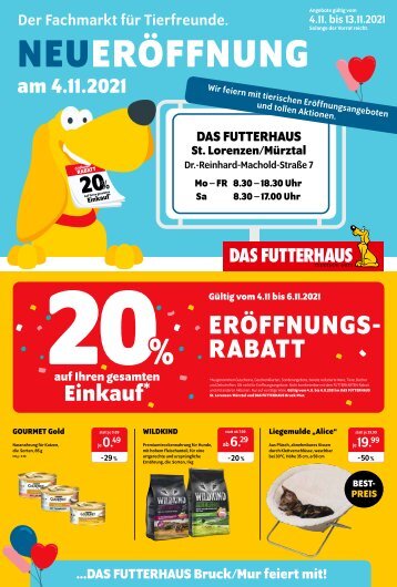Neueröffnungsflugblatt  DAS FUTTERHAUS St. Lorenzen/Mürztal