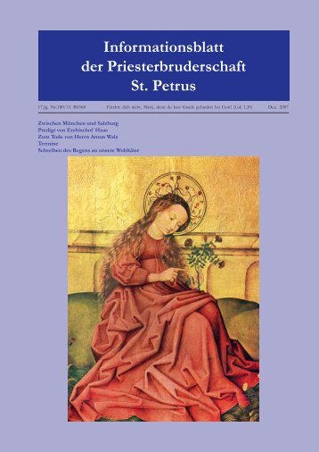 Informationsblatt der Priesterbruderschaft St. Petrus