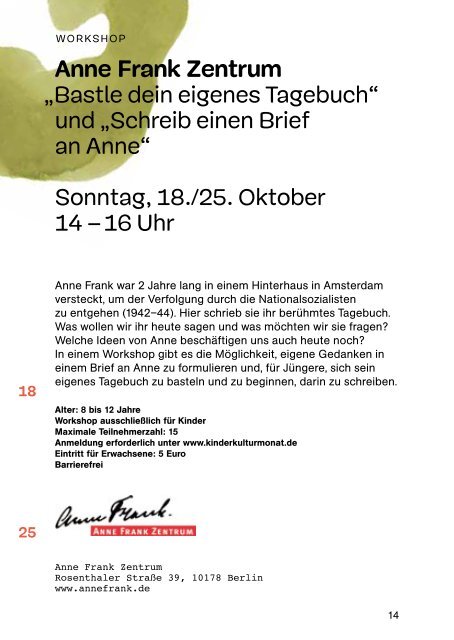 KinderKulturMonat – Programmheft 2015