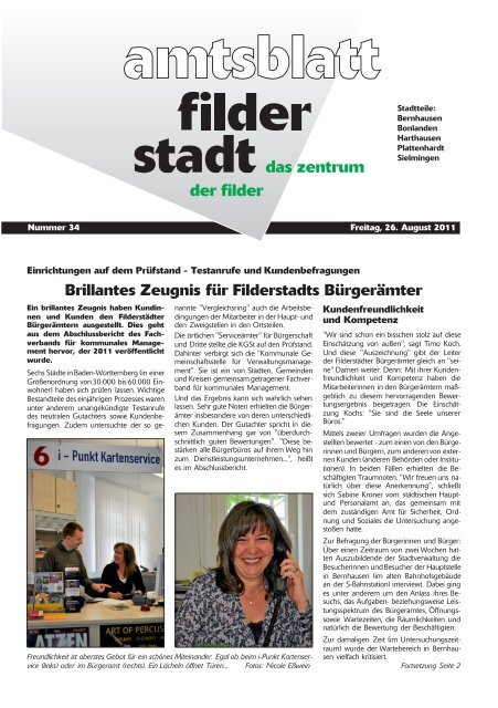 Brillantes Zeugnis für Filderstadts Bürgerämter - Stadt Filderstadt