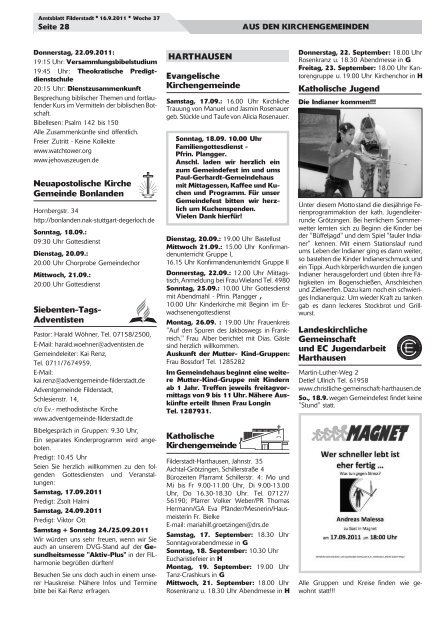 Publ filderstadt Issue kw37 Page 1 - Stadt Filderstadt