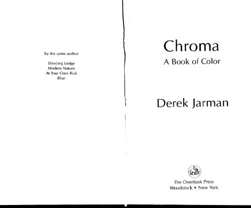Chroma A Book of Color Derek Jarman - Monoskop