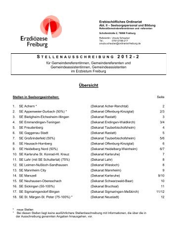s tellenausschreibung 2012-2 - Erzbischöfliches Ordinariat Freiburg