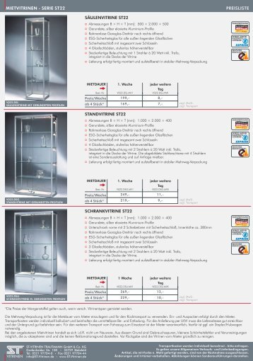 Preise Mietvitrinen - ST-Vitrinen