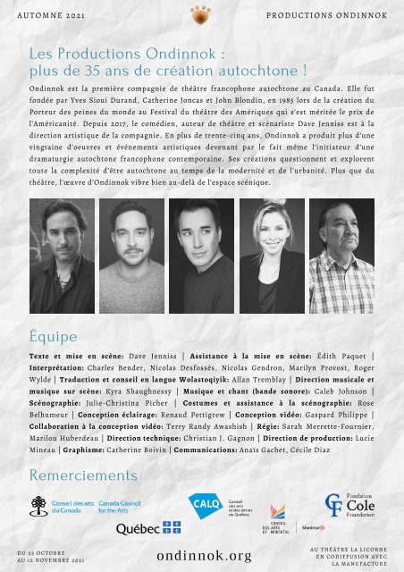 Nmihtaqs Sqotewamqol / La cendre de ses os - Programme de soirée