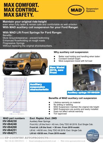 MAD Ford Ranger 2019+ Lift Front Suspension Springs Leaflet