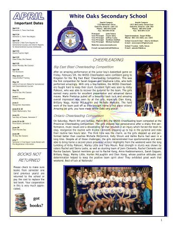 April 2011 (pdf) - White Oaks Secondary School